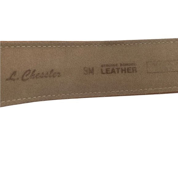 L.Chessler Floral Embosssed Embossed Leather Belt Sz S - Picture 6 of 8